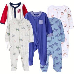 Carter's Baby Boy Bundle of 5 Cotton 2-Way Zip Sleepers